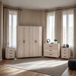Seconique Oliver 4 Door Wardrobe Bedroom Set in Light Oak - thumbnail 7