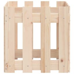 Berkfield Home Garden Planter with Fence Design 40x40x40 cm Solid Wood Pine in Brown - Size: 40 x 40 x 40 cm - thumbnail 6