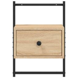 Berkfield Home Bedside Cabinet Wall-mounted Sonoma Oak 35x30x51 cm Engineered Wood in Light Brown - Size: 35 x 30 x 51 cm - thumbnail 5