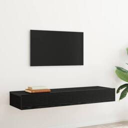 Berkfield Home TV Cabinets with LED Lights 2 pcs Black Oak 60x35x15.5 cm - thumbnail 4