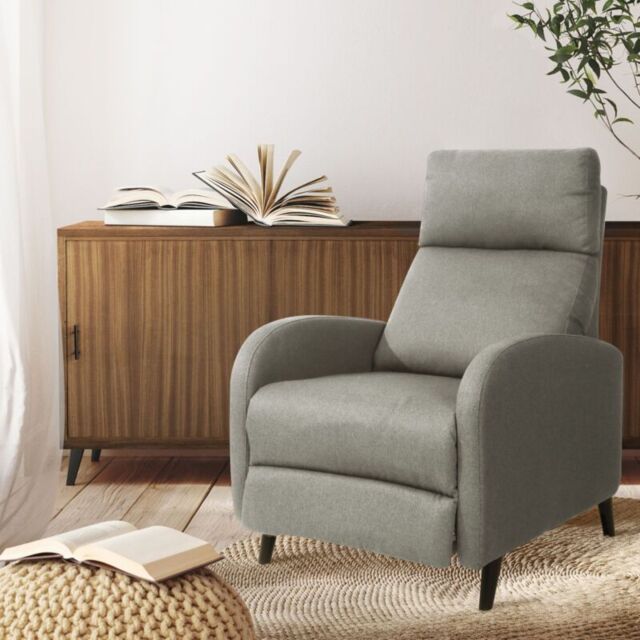 Comfy Living Ltd Fabric Recliner Chair Upholstered in Linen in Light Grey - image 1