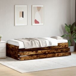 Berkfield Home Daybed with Drawers without Mattress Smoked Oak 75x190 cm Small Single in Brown