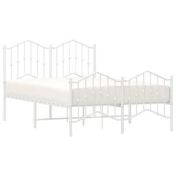 Berkfield Home Metal Bed Frame with Headboard & Footboard White 120x190 cm Small Double - thumbnail 3