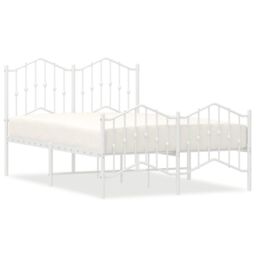 Berkfield Home Metal Bed Frame with Headboard & Footboard White 120x190 cm Small Double - thumbnail 2