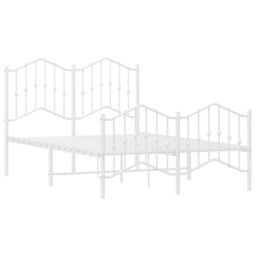 Berkfield Home Metal Bed Frame with Headboard & Footboard White 120x190 cm Small Double - thumbnail 4