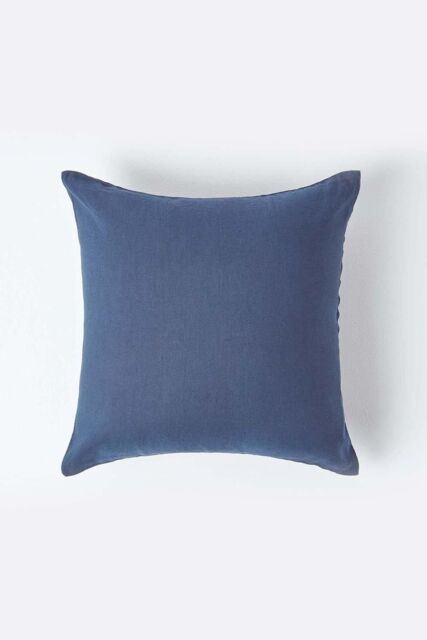 Homescapes European Linen Pillowcase, 40 x 40 cm in Navy - image 1