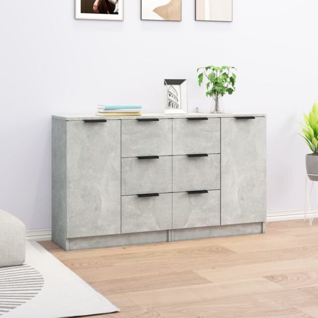 Berkfield Home Sideboards 2 pcs Concrete Grey 60x30x70 cm Engineered Wood - Size: 60 x 30 x 70 cm - image 1