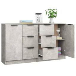 Berkfield Home Sideboards 2 pcs Concrete Grey 60x30x70 cm Engineered Wood - Size: 60 x 30 x 70 cm - thumbnail 4