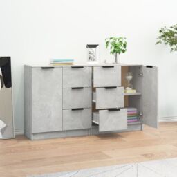 Berkfield Home Sideboards 2 pcs Concrete Grey 60x30x70 cm Engineered Wood - Size: 60 x 30 x 70 cm - thumbnail 3