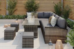 Furniture Maxi Rosen 9 Seater Fire Pit Rattan Garden Furniture Corner Dining Sofa Set in Grey - thumbnail 3