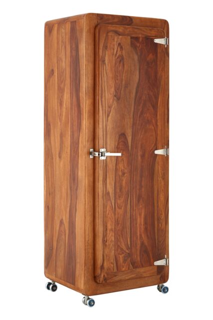 Orsina Sheesham Wood Tall Cabinet, Classic Teak Finished Media Unit, Display Corner Unit, Luxe Wooden Shelving Cabinet in Brown - image 1