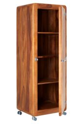 Orsina Sheesham Wood Tall Cabinet, Classic Teak Finished Media Unit, Display Corner Unit, Luxe Wooden Shelving Cabinet in Brown - thumbnail 5