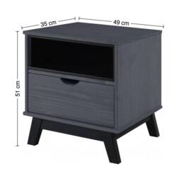 FORGEVIO Bedside Cabinet Distressed Grey Wax Solid Pine Mercers Furniture in Dark Blue - thumbnail 2
