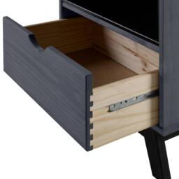 FORGEVIO Bedside Cabinet Distressed Grey Wax Solid Pine Mercers Furniture in Dark Blue - thumbnail 4