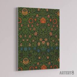 "Artery8 Violet & Columbine Floral Pattern Morris Canvas Wall Art in Green - Size: W18"" x H24""" - thumbnail 2