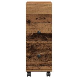 Berkfield Home Narrow Bathroom Cabinet with Wheels Old Wood Engineered Wood in Brown - thumbnail 4