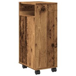 Berkfield Home Narrow Bathroom Cabinet with Wheels Old Wood Engineered Wood in Brown - thumbnail 6