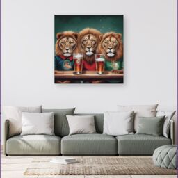 Warren Reed - Designer Lions Watching The Game Canvas - Size: w40 inch x h40 inch - thumbnail 1