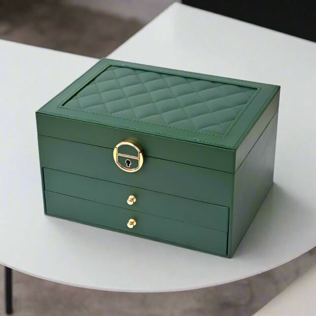 Modcraft Women's 3-Layer Green Large Jewellery Box Storage Organizer Cabinet - image 1