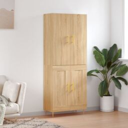 Berkfield Home Highboard Sonoma Oak 69.5x34x180 cm Engineered Wood in Brown - thumbnail 1