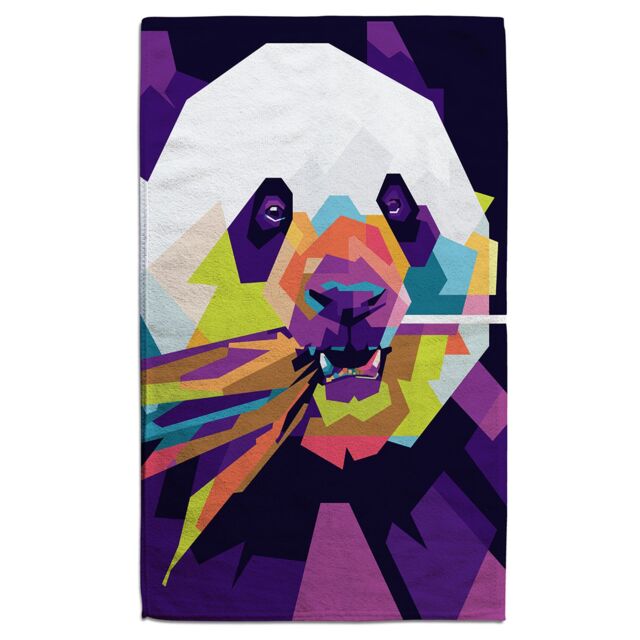 Benjamin Tate Design Colorful pop art of Panda Designer Bath Towel in Green - image 1
