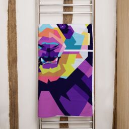 Benjamin Tate Design Colorful pop art of Panda Designer Bath Towel in Green - thumbnail 2