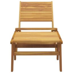 Berkfield Home Garden Chair with Footrest Solid Wood Teak in Brown - thumbnail 3
