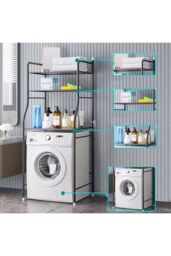 Living and Home 3 Tiers Metal Organizer Over Toilet Rack Storage Shelves Bathroom in Black - thumbnail 4