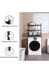 Living and Home 3 Tiers Metal Organizer Over Toilet Rack Storage Shelves Bathroom in Black - thumbnail 5