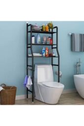 Living and Home 3 Tiers Metal Organizer Over Toilet Rack Storage Shelves Bathroom in Black - thumbnail 3