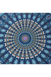 Living and Home 43cm/16.93in Boho Chic Round Feather Throw Pillow Cover Floor Pillow Cover in Blue - thumbnail 5