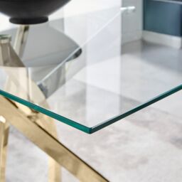 FurnitureboxUK Leonardo 120cm 4-Seater Glass & Chrome Metal Starburst Dining Table in Gold - thumbnail 3