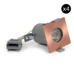 SE Home 4 PACK - Rose Gold GU10 Square Fire Rated Downlight - IP65