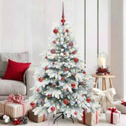 Berkfield Home Beautiful Artificial Christmas Tree with 150 LEDs Green 150 cm PE in White - thumbnail 2