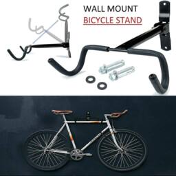 VOGREX Bike Bicycle Wall Mounted Rack Storage Hanger Holder in Black - thumbnail 2