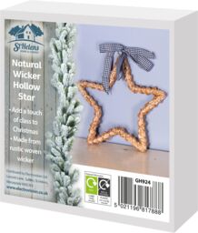 Netagon St Helens Home Garden Natural Wicker Hollow Star in Light Beige - thumbnail 6