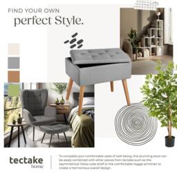tectake Bench Ranya Upholstered Linen Look With Storage Space - 300Kg Capacity in Light Grey - thumbnail 8