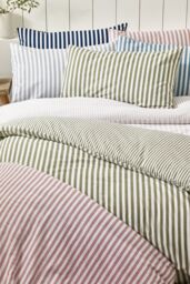Catherine Lansfield Brushed Stripe 100% Cotton Duvet Cover Set in Silver - Size: Double - thumbnail 5