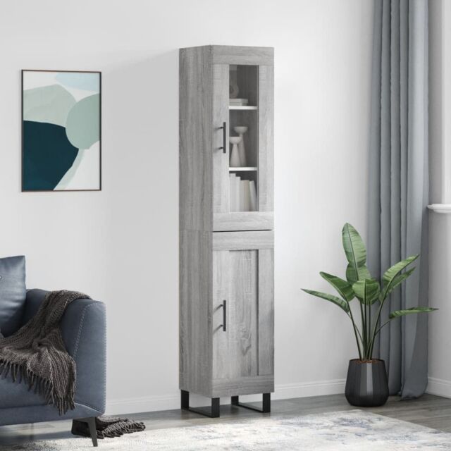 Berkfield Home Highboard Grey Sonoma 34.5x34x180 cm Engineered Wood - image 1