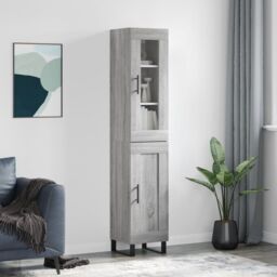 Berkfield Home Highboard Grey Sonoma 34.5x34x180 cm Engineered Wood - thumbnail 1