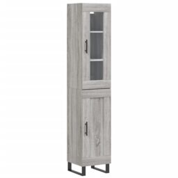 Berkfield Home Highboard Grey Sonoma 34.5x34x180 cm Engineered Wood - thumbnail 2