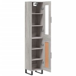 Berkfield Home Highboard Grey Sonoma 34.5x34x180 cm Engineered Wood - thumbnail 4