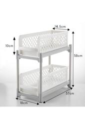 Living and Home 2 Tier Shelf Corner Organizer Bathroom Caddy Kitchen Storage Rack in White - thumbnail 5