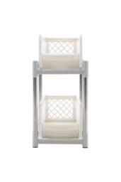 Living and Home 2 Tier Shelf Corner Organizer Bathroom Caddy Kitchen Storage Rack in White - thumbnail 6