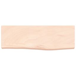 Berkfield Home Wall Shelf 60x20x4 cm Untreated Solid Wood Oak in Brown - Size: 60 x 20 x 4 cm - thumbnail 2