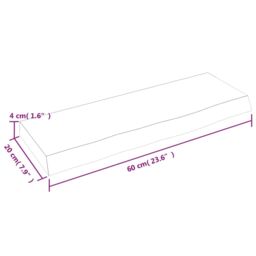 Berkfield Home Wall Shelf 60x20x4 cm Untreated Solid Wood Oak in Brown - Size: 60 x 20 x 4 cm - thumbnail 5
