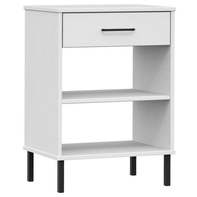 Berkfield Home Console Cabinet with Metal Legs White Solid Wood Pine OSLO - image 1