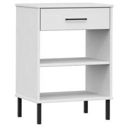 Berkfield Home Console Cabinet with Metal Legs White Solid Wood Pine OSLO