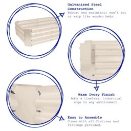 Harbour Housewares Raised Garden Bed - Semi-Circle Bottomless Galvanised Steel Planter 120 x 60cm in Ivory - Size: 120 x 60 cm - thumbnail 2