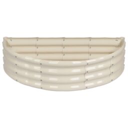 Harbour Housewares Raised Garden Bed - Semi-Circle Bottomless Galvanised Steel Planter 120 x 60cm in Ivory - Size: 120 x 60 cm